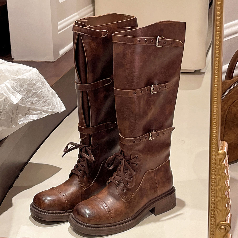 Vintage Fashion Heels - Women's Knee High Boots Vintage Belt