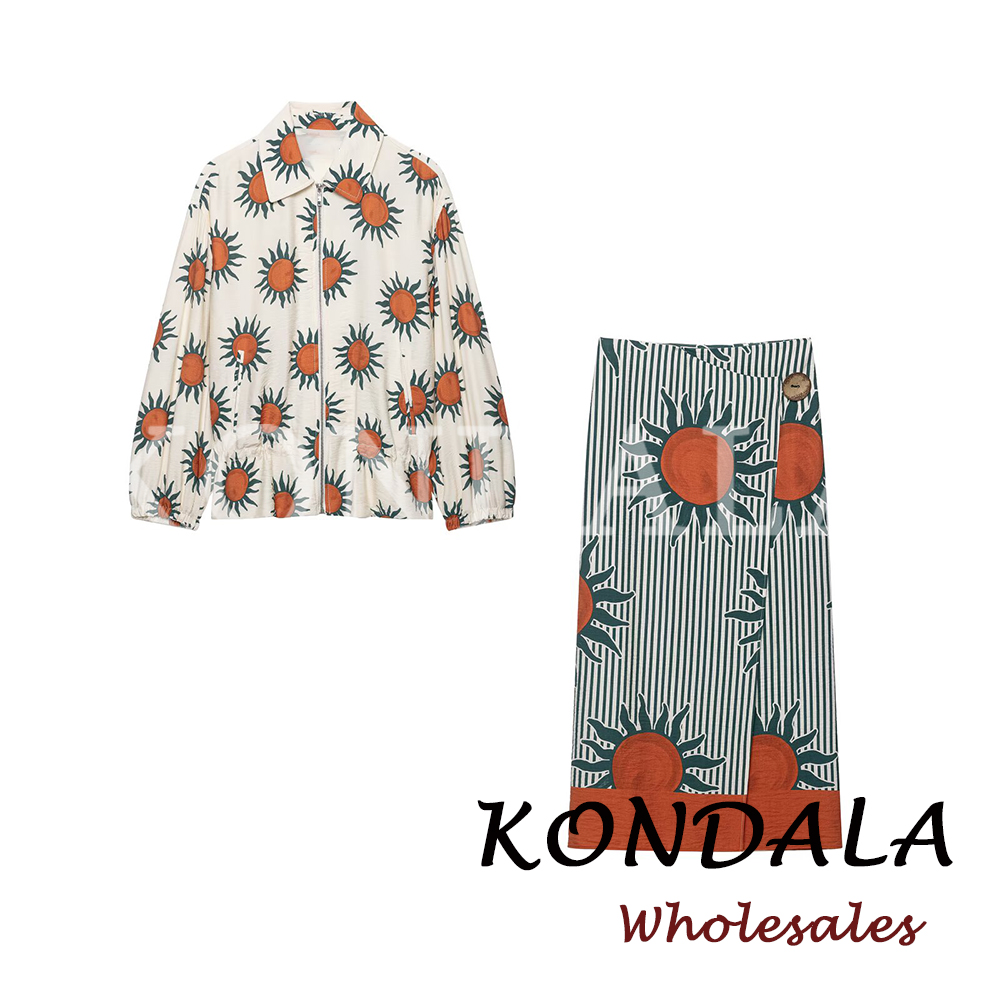 Vintage Fashion Jacket - KONDALA Chic Print Autumn Women Suit