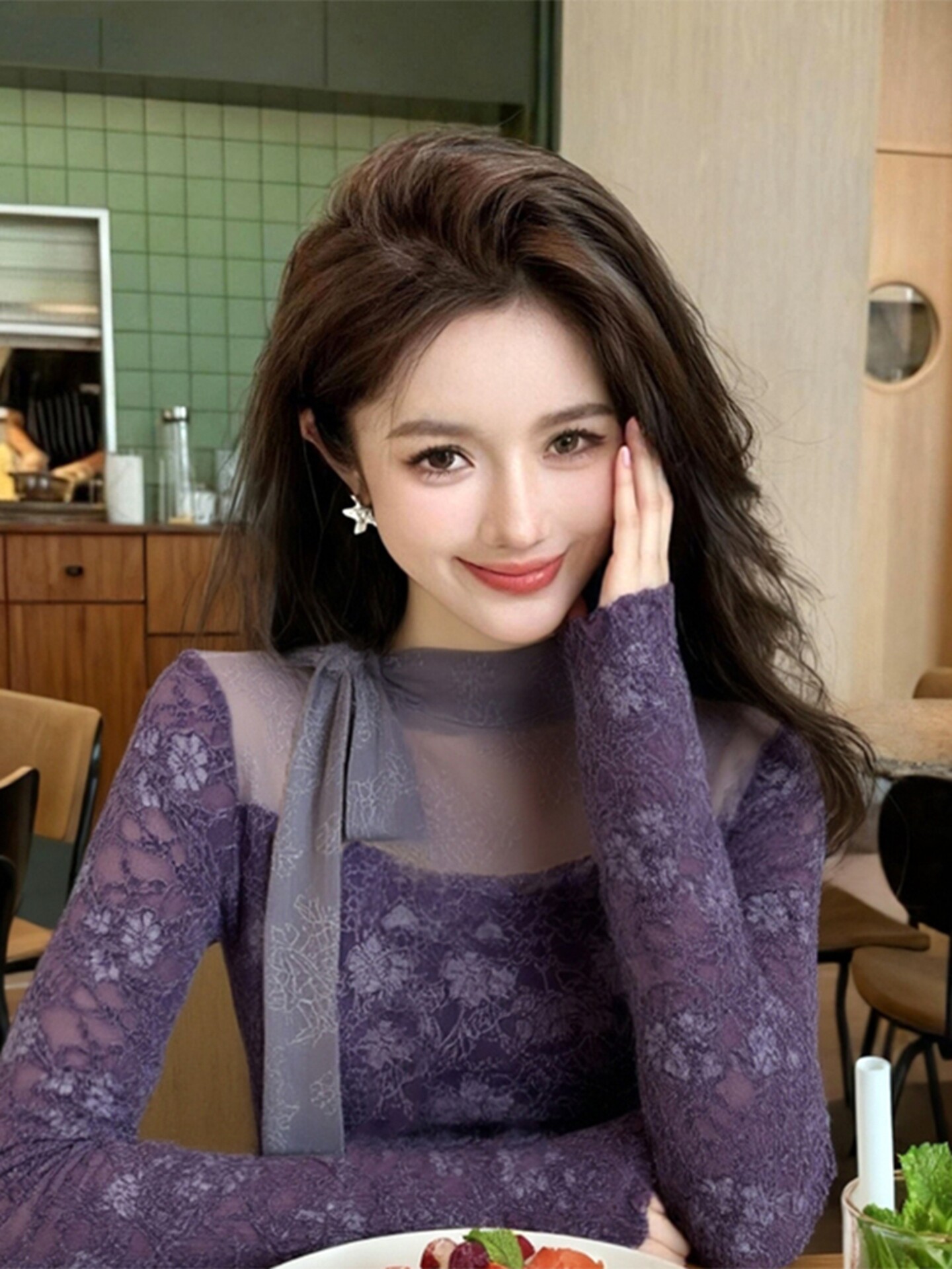 Women Purple GothicT-shirt Har - Turtleneck Knit 90S ulasan dan harga