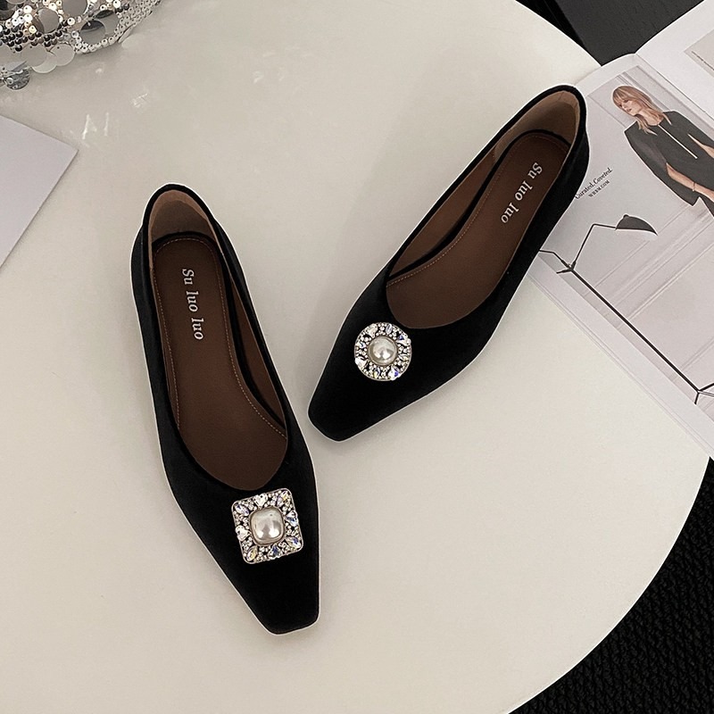 Women's Vintage Pearl Flat Sha - Vintage Fashion Heels ulasan dan harga