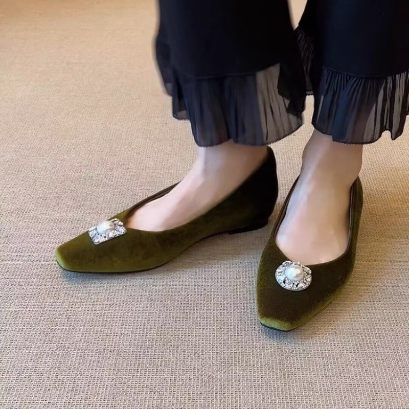 Women's Vintage Pearl Flat Sha - Vintage Fashion Heels ulasan dan harga