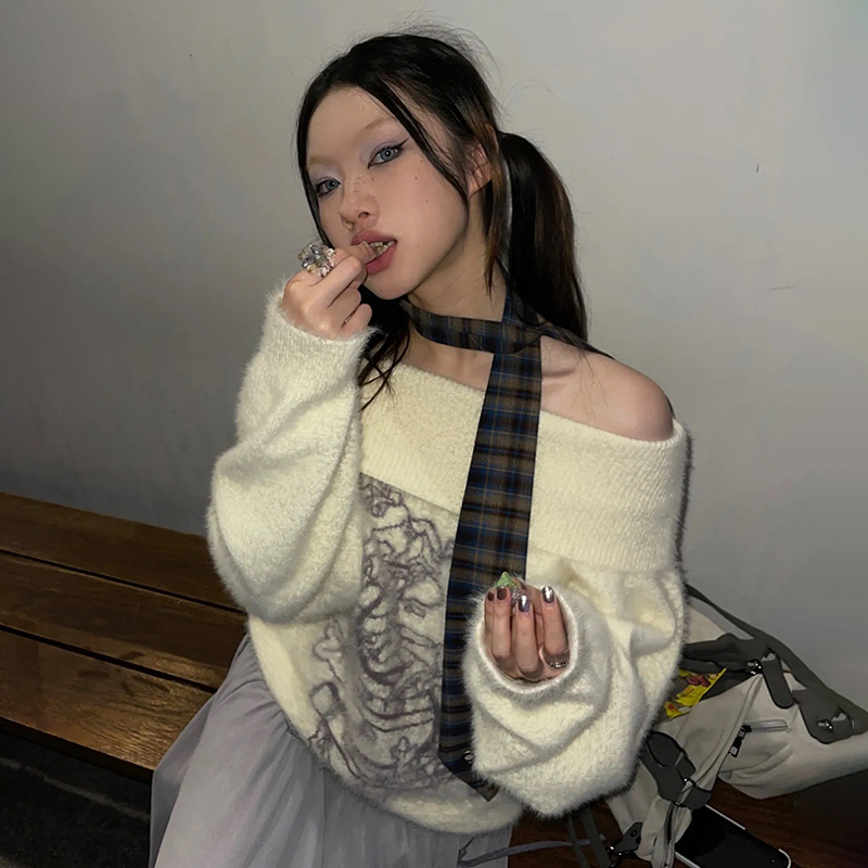 Karrram Japanese Y2k Embroider - Turtleneck Knit 90S ulasan dan harga
