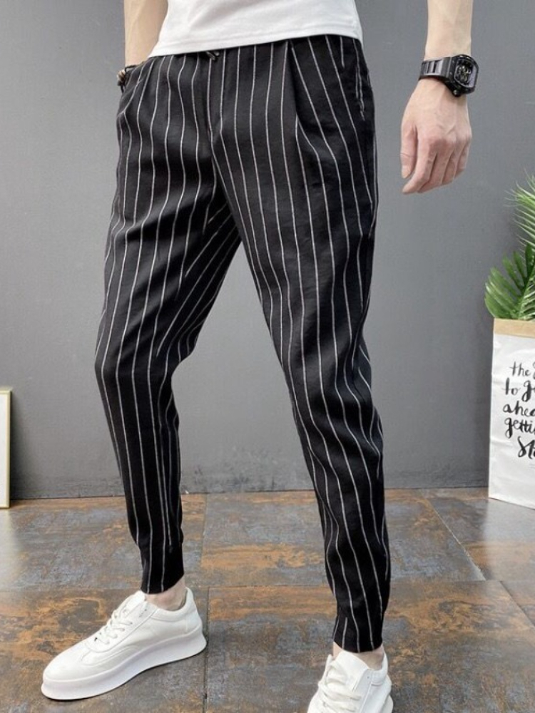 Slim Fit Striped Male Cropped  - Vintage Fashion For Sale ulasan dan harga