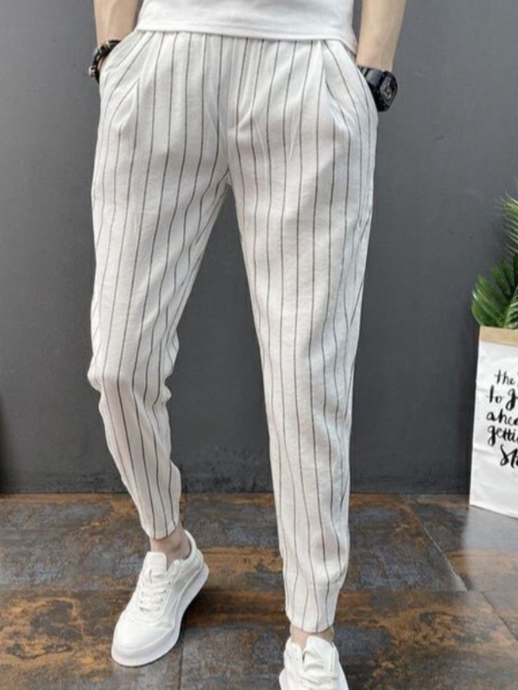 Slim Fit Striped Male Cropped  - Vintage Fashion For Sale ulasan dan harga