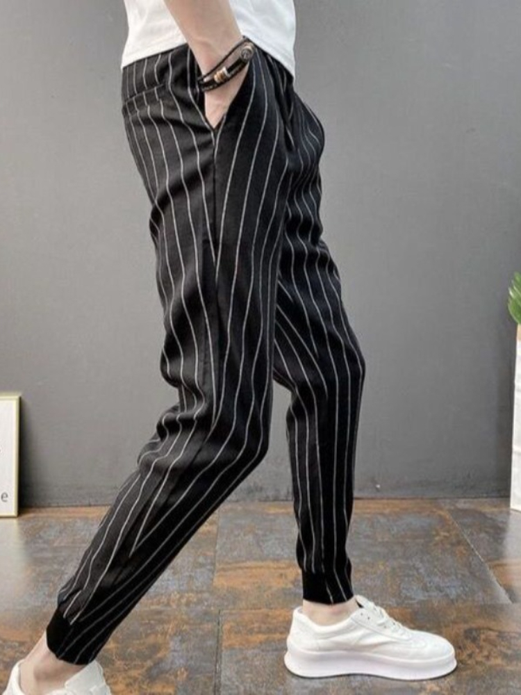 Slim Fit Striped Male Cropped  - Vintage Fashion For Sale ulasan dan harga
