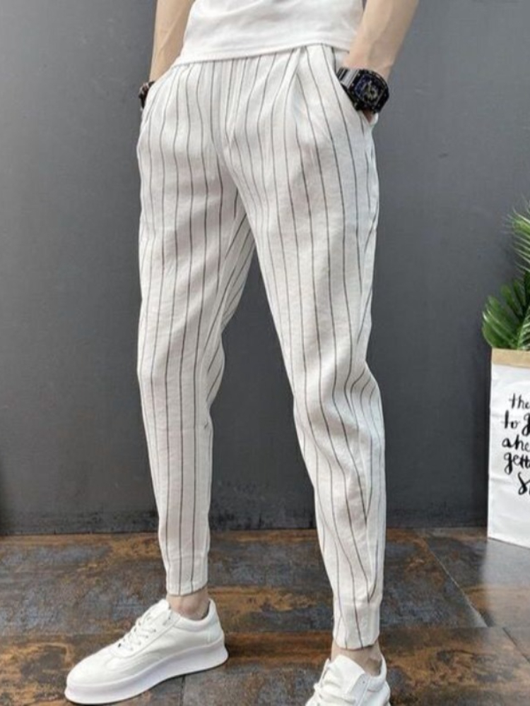 Slim Fit Striped Male Cropped  - Vintage Fashion For Sale ulasan dan harga