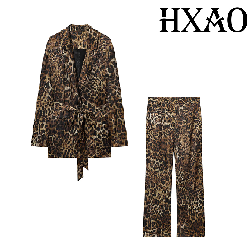 HXAO Leopard Pants Sets 2 Piec - Vintage Fashion Jacket ulasan dan harga