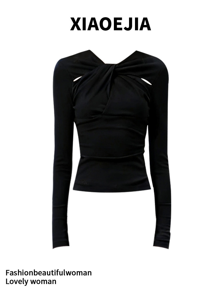 Women Black GothicT-shirt Hara - Turtleneck Knit 90S ulasan dan harga