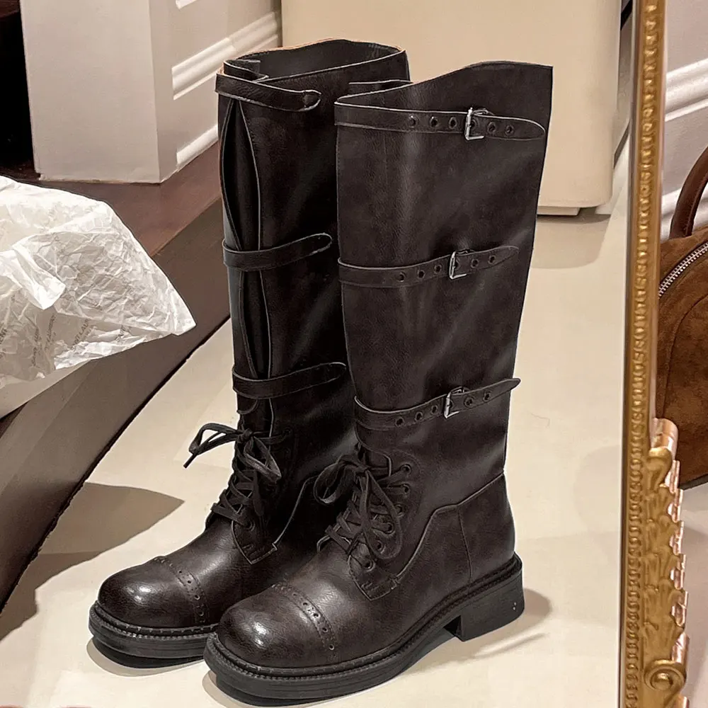 Women's Knee High Boots Vintag - Vintage Fashion Heels ulasan dan harga