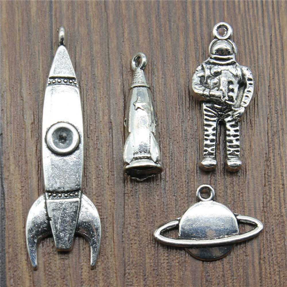 10pcs Charms Rocket Antique Si - Vintage Fashion Wholesale ulasan dan harga