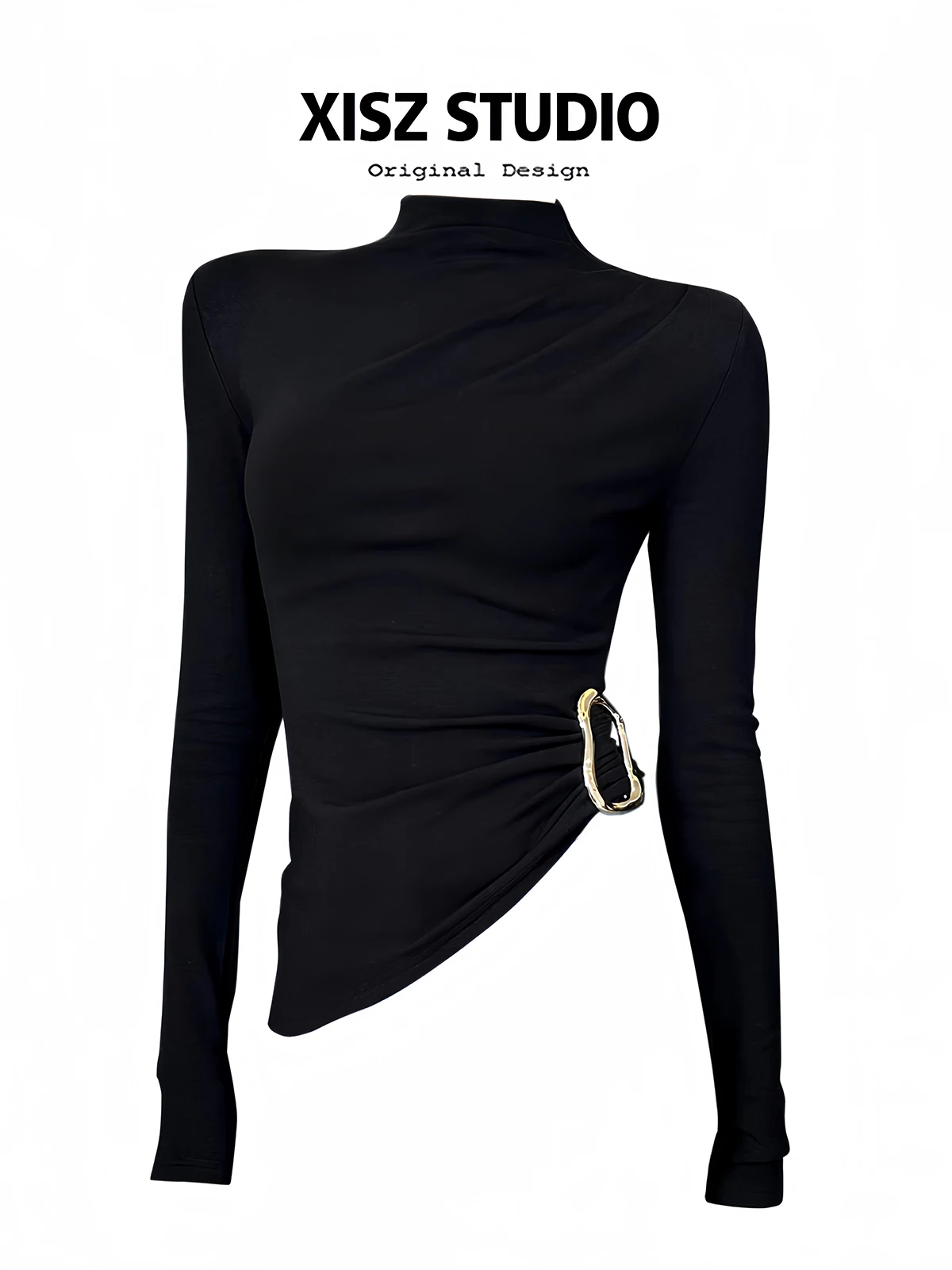 Women Black GothicT-shirt Hara - Turtleneck Knit 90S ulasan dan harga