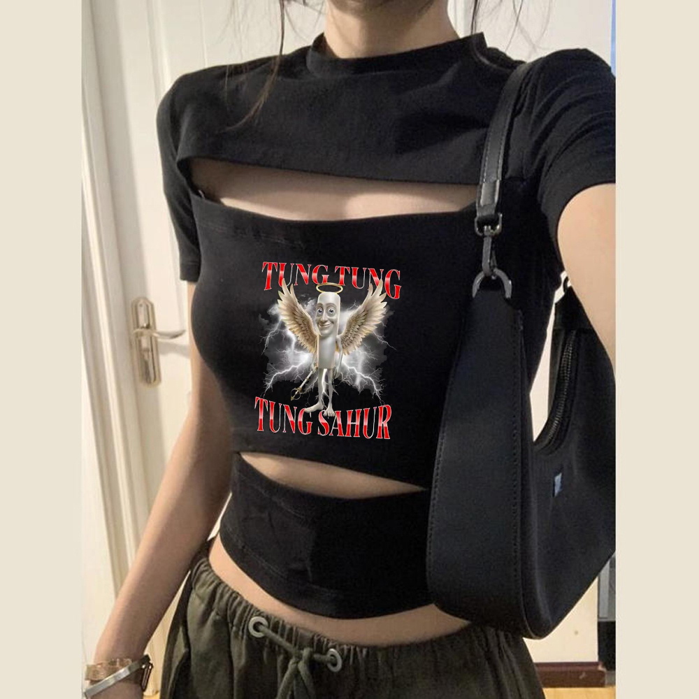 Tung Tung Sahur crop top women - Vintage Fashion For Sale ulasan dan harga