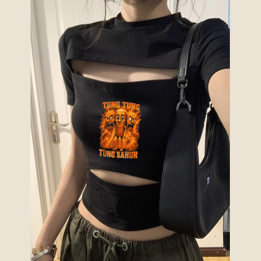 Tung Tung Sahur crop top women - Vintage Fashion For Sale ulasan dan harga