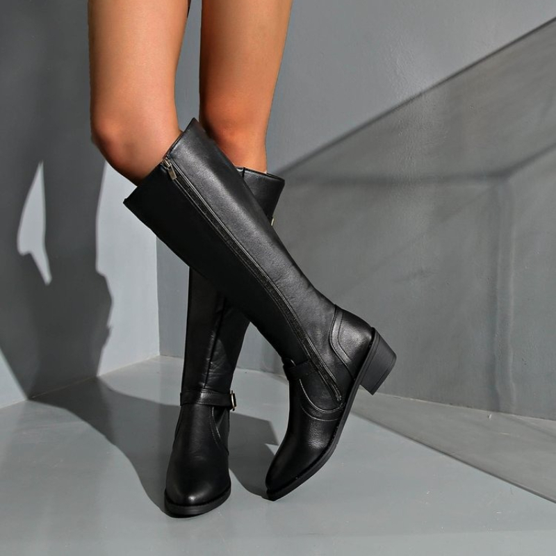 Women Knee High Boots Platform - Vintage Fashion Heels ulasan dan harga