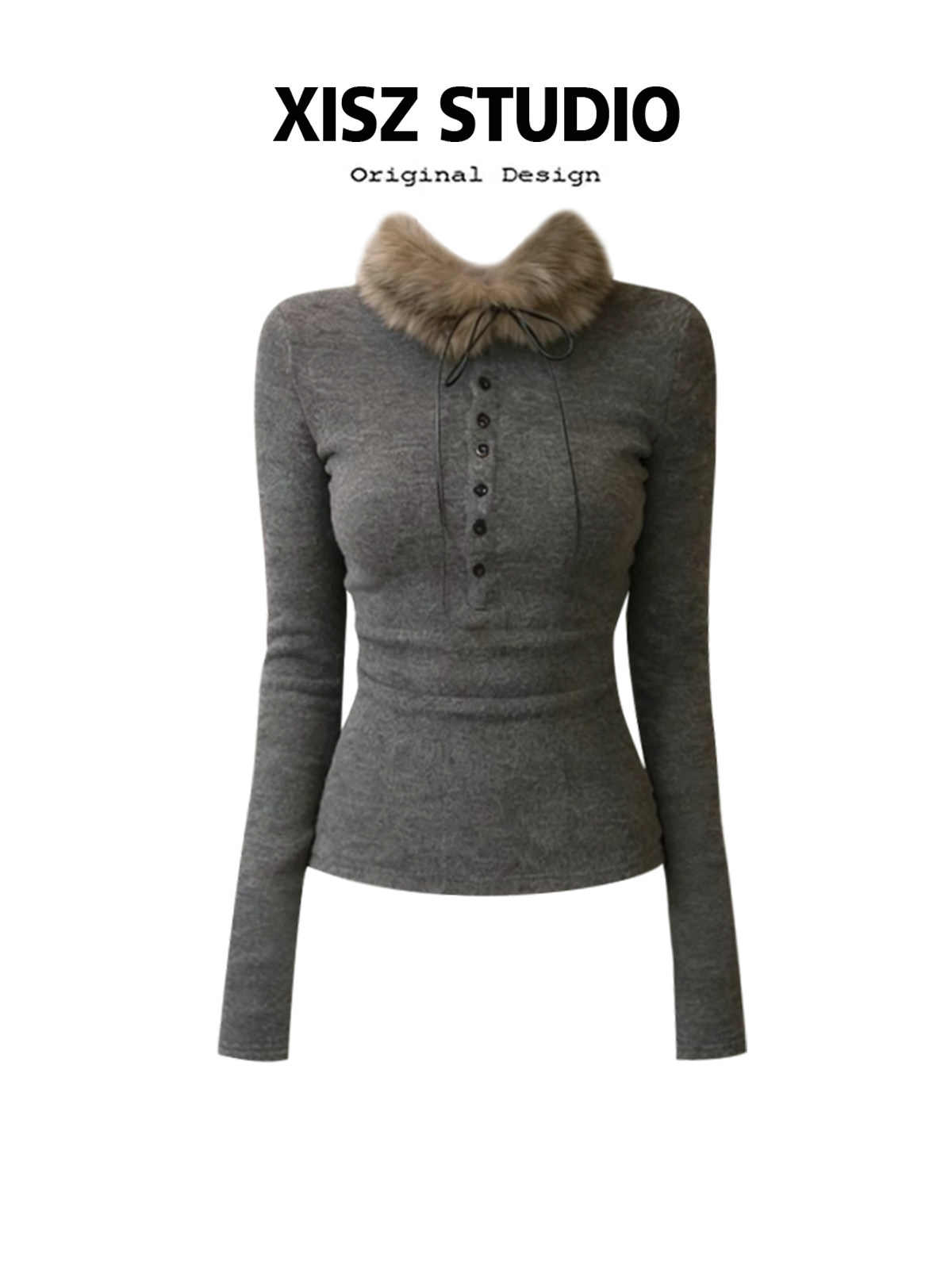 Women Grey GothicT-shirt Haraj - Turtleneck Knit 90S ulasan dan harga