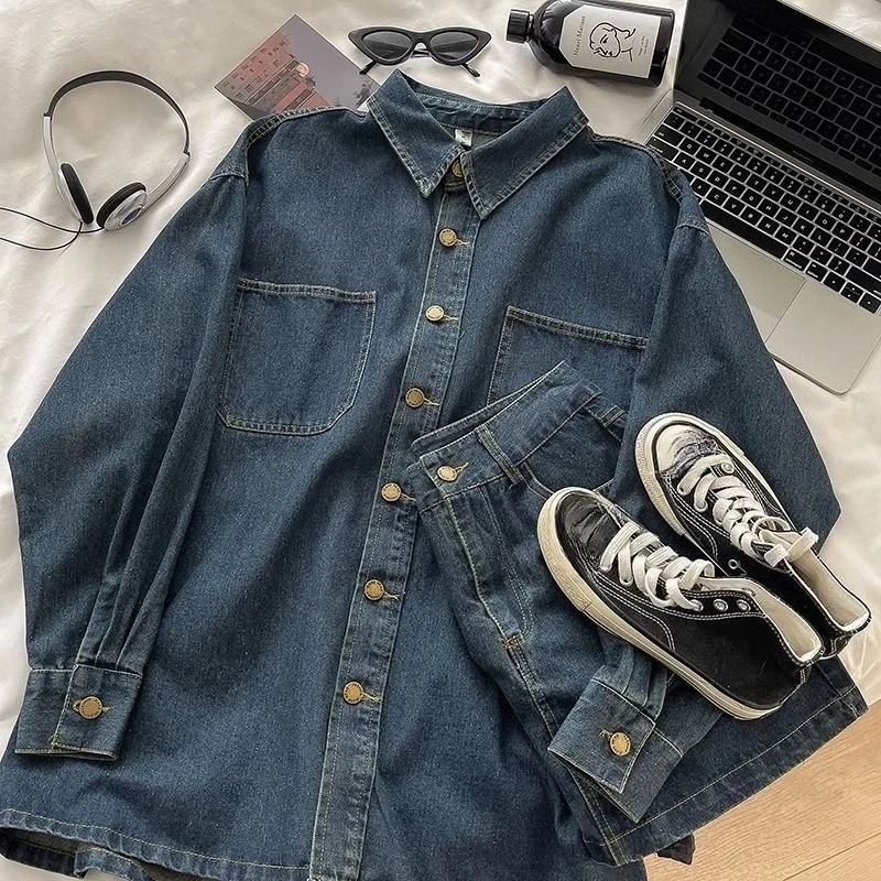 Y2K Denim Skirt Set: Vintage J - Vintage Fashion Jacket ulasan dan harga