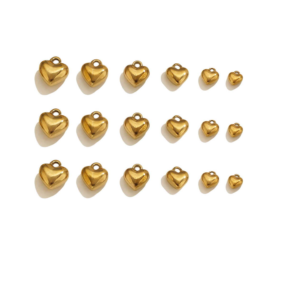 20Pcs 3D Solid Heart Charm 18K - Vintage Fashion Wholesale ulasan dan harga