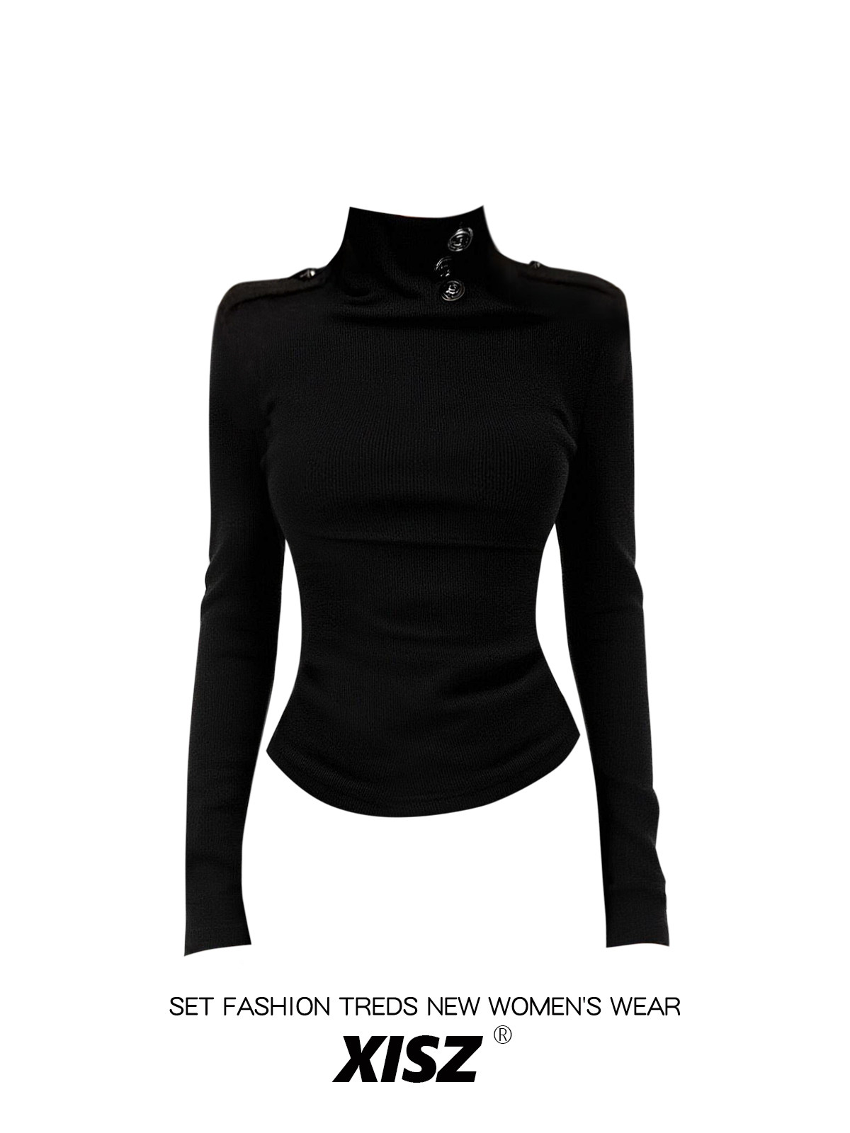 Women Black GothicT-shirt Hara - Turtleneck Knit 90S ulasan dan harga
