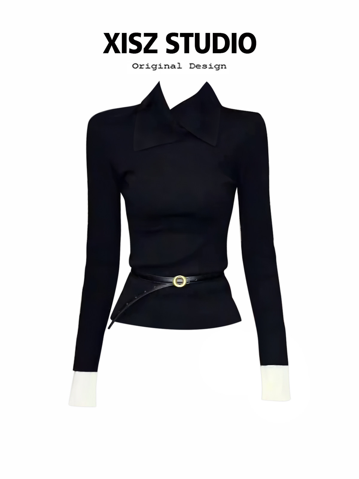 Women Black GothicT-shirt Hara - Turtleneck Knit 90S ulasan dan harga