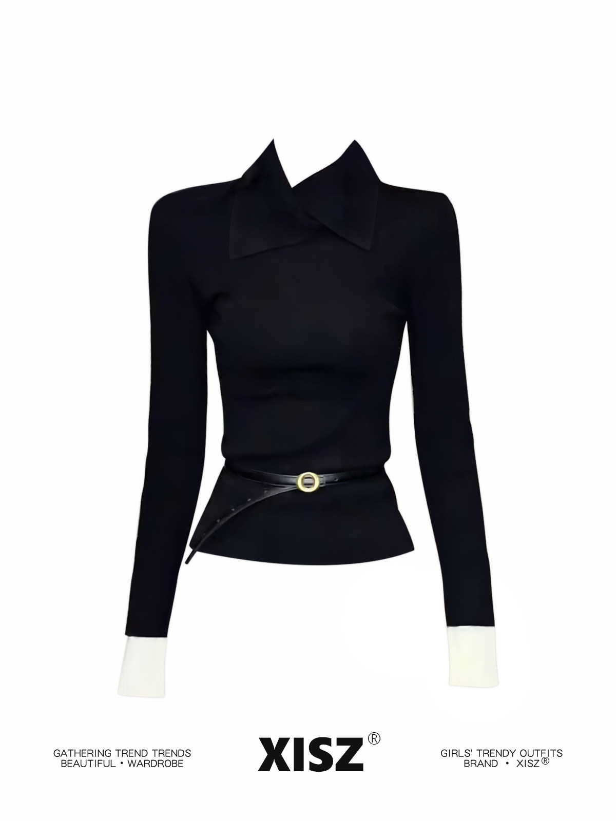 Women Black GothicT-shirt Hara - Turtleneck Knit 90S ulasan dan harga