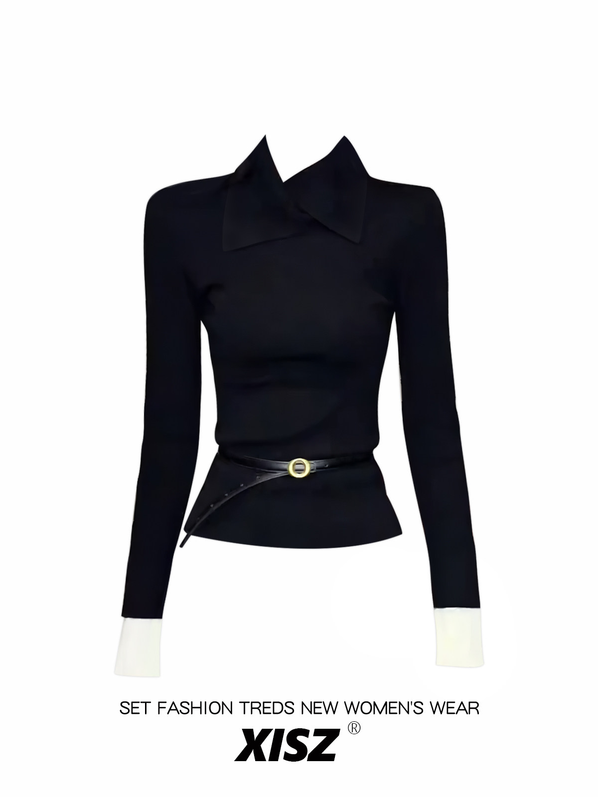 Women Black GothicT-shirt Hara - Turtleneck Knit 90S ulasan dan harga